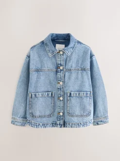 Bleu moyen - Denim Shacket (3-16ans)