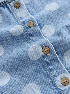 Bleu moyen - Ensemble gilet et Shorts Denim à pois (3mois-7ans)