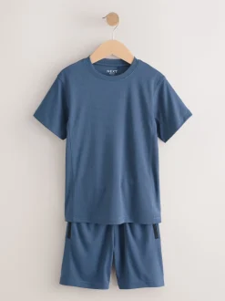 Bleu moyen - Ensemble t-shirt et short de sport (3-16 ans)