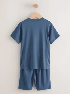 Bleu moyen - Ensemble t-shirt et short de sport (3-16 ans)