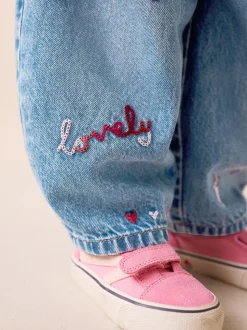 Bleu moyen - Jean brodé Galentines (3mois-7ans)