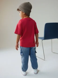 Bleu moyen - Jean cargo large extensible confortable (3mois -7ans)