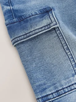 Bleu moyen - Jean cargo large extensible confortable (3mois -7ans)