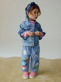 Bleu moyen - Jean imprimé Doodle (3mois à7ans)