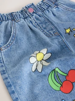 Bleu moyen - Jean imprimé Doodle (3mois à7ans)