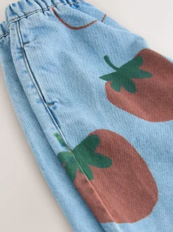 Bleu moyen - Jean imprimé tomate (3mois-7ans)