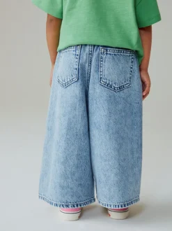 Bleu moyen - Jean jambe large avec ornements (3mois à7ans)