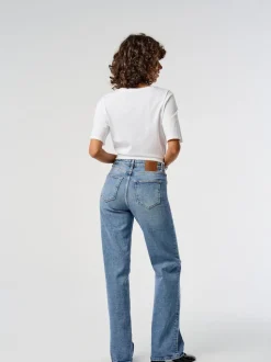 Bleu moyen - Only Taille haute Ample 100% Coton Jeans