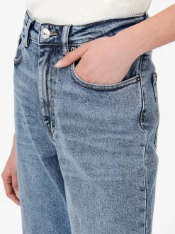 Bleu moyen - Only Taille haute Ample 100% Coton Jeans