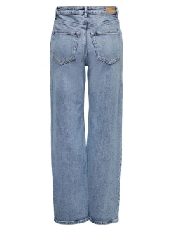 Bleu moyen - Only Taille haute Ample 100% Coton Jeans
