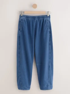 Bleu moyen - Pantalons Coupe ballon en Denim jersey