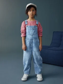 Bleu moyen - Salopette imprimée pâquerettes (3-16ans)