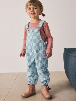 Bleu moyen - Salopettes à carreaux (3mois-7ans)