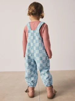 Bleu moyen - Salopettes à carreaux (3mois-7ans)