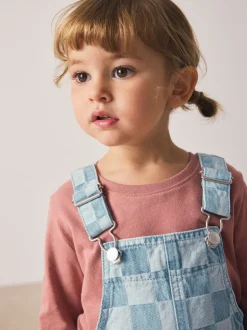 Bleu moyen - Salopettes à carreaux (3mois-7ans)