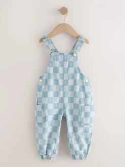Bleu moyen - Salopettes à carreaux (3mois-7ans)