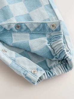 Bleu moyen - Salopettes à carreaux (3mois-7ans)