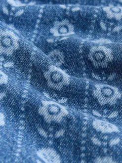 Bleu moyen - Salopettes Fleuri Imprimé (3mois-7ans)