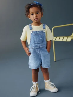 Bleu moyen - Salopettes Uni Denim (3mois-7ans)