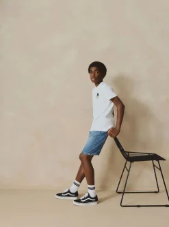 Bleu moyen - Short Bermuda Pull On en jean (3-16ans)