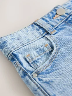 Bleu moyen - Short en jean à bords effilochés (3-16ans)