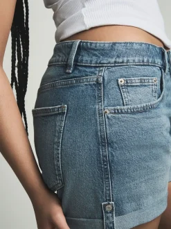 Bleu moyen - Short garçon en jean sablier