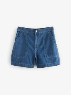 Bleu moyen - Short utilitaire léger en coton 100% Denim