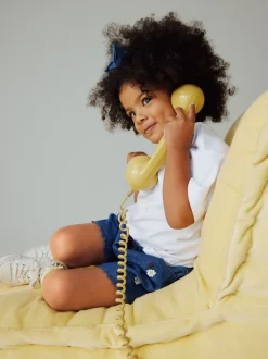 Bleu moyen - Shorts Denim Brodés Daisy (3mois-7ans)