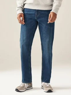 Bleu moyen - Straight Fit Classic Jeans extensibles