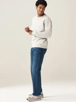 Bleu moyen - Straight Fit Classic Jeans extensibles