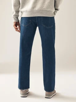 Bleu moyen - Straight Fit Classic Jeans extensibles