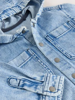Bleu moyen - Surchemise à capuche en jean (3mois7ans)