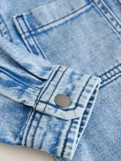 Bleu moyen - Surchemise à capuche en jean (3mois7ans)