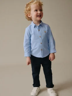 Bleu moyen motif personnage - Chemise Oxford à manches longues (3mths-7yrs)