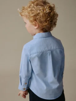 Bleu moyen motif personnage - Chemise Oxford à manches longues (3mths-7yrs)