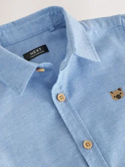 Bleu moyen motif personnage - Chemise Oxford à manches longues (3mths-7yrs)