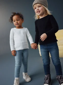 Bleu moyen/jean bleu clair - Jeggings à taille élastiquée (3mois-7ans)
