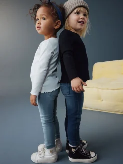 Bleu moyen/jean bleu clair - Jeggings à taille élastiquée (3mois-7ans)