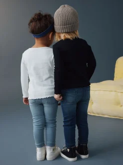 Bleu moyen/jean bleu clair - Jeggings à taille élastiquée (3mois-7ans)