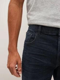 Bleu noir - Straight Fit Classic Jeans extensibles