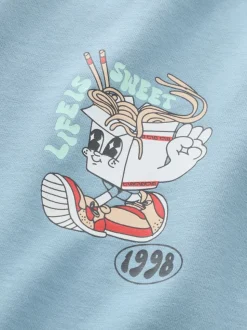 Bleu Noodle Up - T-shirt imprimé dos à manches longues (3mois-8ans)