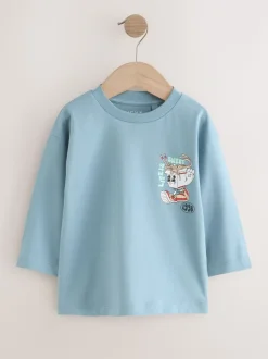 Bleu Noodle Up - T-shirt imprimé dos à manches longues (3mois-8ans)