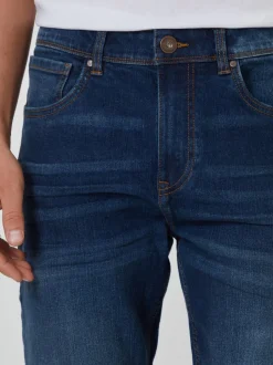 Bleu nuit - Jean droit Threadbare stretch