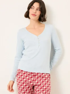 bleu pâle - Haut FatFace Pointelle Henley