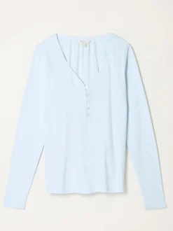 bleu pâle - Haut FatFace Pointelle Henley