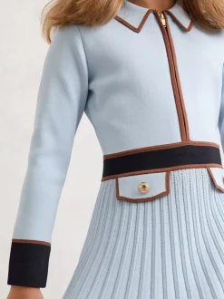 bleu pâle - Robe Reiss Anne plissée en maille à liserés