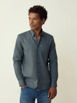 Bleu pétrole - Ajustement régulier - Chemises Oxford boutonnées Easy Iron