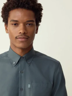 Bleu pétrole - Ajustement régulier - Chemises Oxford boutonnées Easy Iron