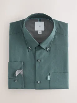 Bleu pétrole - Ajustement régulier - Chemises Oxford boutonnées Easy Iron