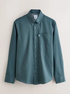 Bleu pétrole - Slim Fit (Slim Fit) - Chemises Oxford boutonnées Easy Iron